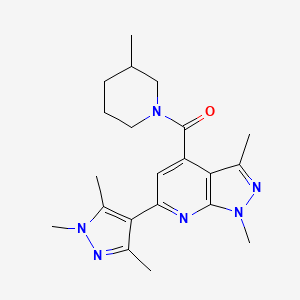 [1,3-dimethyl-6-(1,3,5-trimethyl-1H-pyrazol-4-yl)-1H-pyrazolo[3,4-b]pyridin-4-yl](3-methylpiperidin-1-yl)methanone