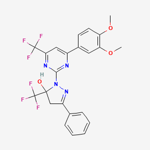 1-[4-(3,4-dimethoxyphenyl)-6-(trifluoromethyl)pyrimidin-2-yl]-3-phenyl-5-(trifluoromethyl)-4,5-dihydro-1H-pyrazol-5-ol