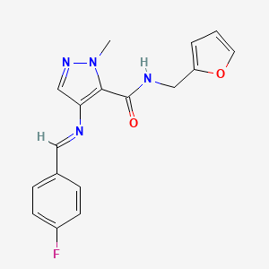 4-{[(E)-(4-fluorophenyl)methylidene]amino}-N-(furan-2-ylmethyl)-1-methyl-1H-pyrazole-5-carboxamide