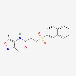 molecular formula C18H18N2O4S B10942360 N-(3,5-dimethyl-1,2-oxazol-4-yl)-3-(naphthalen-2-ylsulfonyl)propanamide 