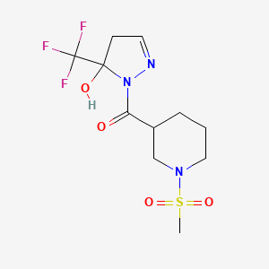 molecular formula C11H16F3N3O4S B10942362 [5-hydroxy-5-(trifluoromethyl)-4,5-dihydro-1H-pyrazol-1-yl][1-(methylsulfonyl)piperidin-3-yl]methanone 