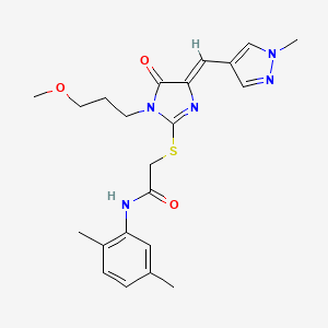 molecular formula C22H27N5O3S B10942367 N-(2,5-dimethylphenyl)-2-({(4Z)-1-(3-methoxypropyl)-4-[(1-methyl-1H-pyrazol-4-yl)methylidene]-5-oxo-4,5-dihydro-1H-imidazol-2-yl}sulfanyl)acetamide 