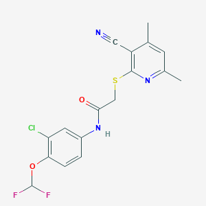 molecular formula C17H14ClF2N3O2S B10942372 N-[3-chloro-4-(difluoromethoxy)phenyl]-2-[(3-cyano-4,6-dimethylpyridin-2-yl)sulfanyl]acetamide 