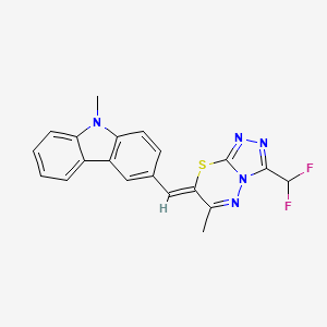 3-{(Z)-[3-(difluoromethyl)-6-methyl-7H-[1,2,4]triazolo[3,4-b][1,3,4]thiadiazin-7-ylidene]methyl}-9-methyl-9H-carbazole