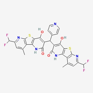 11-(difluoromethyl)-5-[[11-(difluoromethyl)-6-hydroxy-13-methyl-4-oxo-8-thia-3,10-diazatricyclo[7.4.0.02,7]trideca-1(9),2(7),5,10,12-pentaen-5-yl]-pyridin-4-ylmethyl]-6-hydroxy-13-methyl-8-thia-3,10-diazatricyclo[7.4.0.02,7]trideca-1(9),2(7),5,10,12-pentaen-4-one