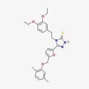 4-[2-(3,4-diethoxyphenyl)ethyl]-5-{5-[(2,5-dimethylphenoxy)methyl]furan-2-yl}-4H-1,2,4-triazole-3-thiol