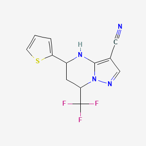 molecular formula C12H9F3N4S B10942418 5-(Thiophen-2-yl)-7-(trifluoromethyl)-4,5,6,7-tetrahydropyrazolo[1,5-a]pyrimidine-3-carbonitrile 