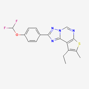 molecular formula C17H14F2N4OS B10942428 2-[4-(Difluoromethoxy)phenyl]-9-ethyl-8-methylthieno[3,2-e][1,2,4]triazolo[1,5-c]pyrimidine 