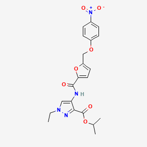 molecular formula C21H22N4O7 B10942442 propan-2-yl 1-ethyl-4-[({5-[(4-nitrophenoxy)methyl]furan-2-yl}carbonyl)amino]-1H-pyrazole-3-carboxylate 