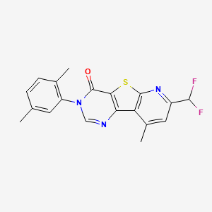 11-(difluoromethyl)-5-(2,5-dimethylphenyl)-13-methyl-8-thia-3,5,10-triazatricyclo[7.4.0.02,7]trideca-1(9),2(7),3,10,12-pentaen-6-one