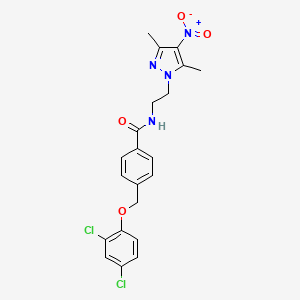 molecular formula C21H20Cl2N4O4 B10942535 4-[(2,4-dichlorophenoxy)methyl]-N-[2-(3,5-dimethyl-4-nitro-1H-pyrazol-1-yl)ethyl]benzamide 