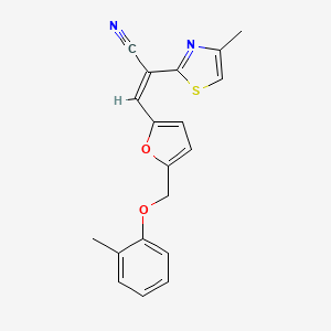 molecular formula C19H16N2O2S B10942564 (2Z)-3-{5-[(2-methylphenoxy)methyl]furan-2-yl}-2-(4-methyl-1,3-thiazol-2-yl)prop-2-enenitrile 