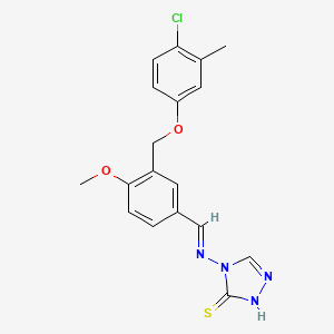 4-{[(E)-{3-[(4-chloro-3-methylphenoxy)methyl]-4-methoxyphenyl}methylidene]amino}-4H-1,2,4-triazole-3-thiol