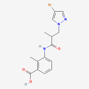 molecular formula C15H16BrN3O3 B10942595 3-{[3-(4-bromo-1H-pyrazol-1-yl)-2-methylpropanoyl]amino}-2-methylbenzoic acid 