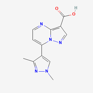 molecular formula C12H11N5O2 B10942614 7-(1,3-dimethyl-1H-pyrazol-4-yl)pyrazolo[1,5-a]pyrimidine-3-carboxylic acid 