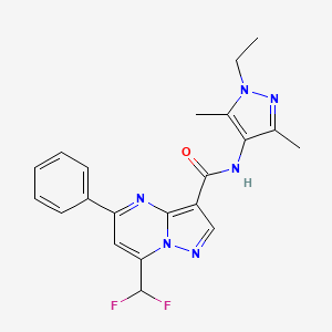 molecular formula C21H20F2N6O B10942668 7-(difluoromethyl)-N-(1-ethyl-3,5-dimethyl-1H-pyrazol-4-yl)-5-phenylpyrazolo[1,5-a]pyrimidine-3-carboxamide 