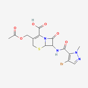 molecular formula C15H15BrN4O6S B10942678 3-[(acetyloxy)methyl]-7-{[(4-bromo-1-methyl-1H-pyrazol-5-yl)carbonyl]amino}-8-oxo-5-thia-1-azabicyclo[4.2.0]oct-2-ene-2-carboxylic acid 