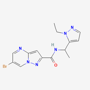 molecular formula C14H15BrN6O B10942681 6-bromo-N-[1-(1-ethyl-1H-pyrazol-5-yl)ethyl]pyrazolo[1,5-a]pyrimidine-2-carboxamide 