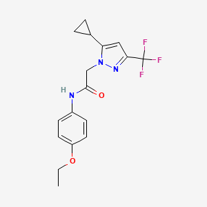 molecular formula C17H18F3N3O2 B10942694 2-[5-cyclopropyl-3-(trifluoromethyl)-1H-pyrazol-1-yl]-N-(4-ethoxyphenyl)acetamide 