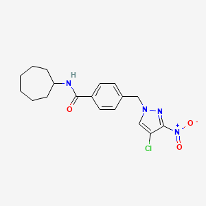 4-[(4-chloro-3-nitro-1H-pyrazol-1-yl)methyl]-N-cycloheptylbenzamide