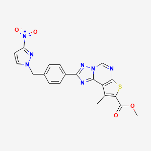 methyl 9-methyl-2-{4-[(3-nitro-1H-pyrazol-1-yl)methyl]phenyl}thieno[3,2-e][1,2,4]triazolo[1,5-c]pyrimidine-8-carboxylate