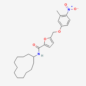 molecular formula C25H34N2O5 B10942818 N-cyclododecyl-5-[(3-methyl-4-nitrophenoxy)methyl]furan-2-carboxamide 