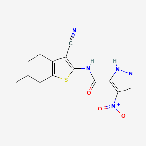 N-(3-cyano-6-methyl-4,5,6,7-tetrahydro-1-benzothiophen-2-yl)-4-nitro-1H-pyrazole-3-carboxamide