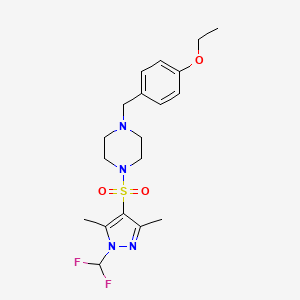 molecular formula C19H26F2N4O3S B10942821 1-{[1-(difluoromethyl)-3,5-dimethyl-1H-pyrazol-4-yl]sulfonyl}-4-(4-ethoxybenzyl)piperazine 