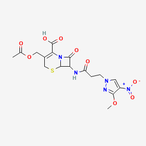 molecular formula C17H19N5O9S B10942853 3-[(acetyloxy)methyl]-7-{[3-(3-methoxy-4-nitro-1H-pyrazol-1-yl)propanoyl]amino}-8-oxo-5-thia-1-azabicyclo[4.2.0]oct-2-ene-2-carboxylic acid 