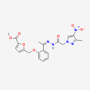 molecular formula C21H21N5O7 B10942861 methyl 5-({2-[(1Z)-1-{2-[(3-methyl-4-nitro-1H-pyrazol-1-yl)acetyl]hydrazinylidene}ethyl]phenoxy}methyl)furan-2-carboxylate 