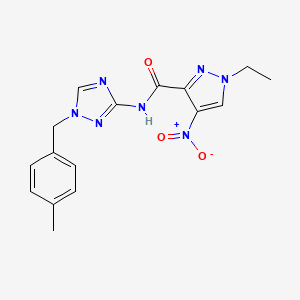 molecular formula C16H17N7O3 B10942864 1-ethyl-N-[1-(4-methylbenzyl)-1H-1,2,4-triazol-3-yl]-4-nitro-1H-pyrazole-3-carboxamide 