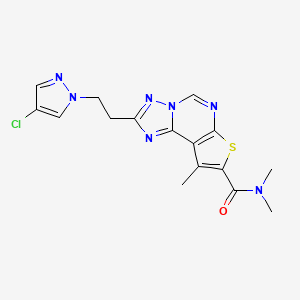 molecular formula C16H16ClN7OS B10942867 2-[2-(4-chloro-1H-pyrazol-1-yl)ethyl]-N,N,9-trimethylthieno[3,2-e][1,2,4]triazolo[1,5-c]pyrimidine-8-carboxamide 