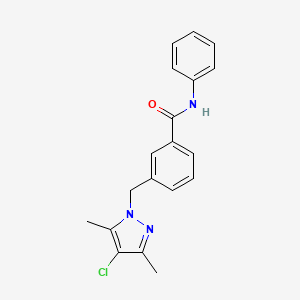 molecular formula C19H18ClN3O B10942871 3-[(4-chloro-3,5-dimethyl-1H-pyrazol-1-yl)methyl]-N-phenylbenzamide 