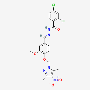 2,4-dichloro-N'-[(E)-{4-[(3,5-dimethyl-4-nitro-1H-pyrazol-1-yl)methoxy]-3-methoxyphenyl}methylidene]benzohydrazide