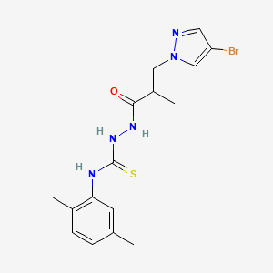 molecular formula C16H20BrN5OS B10942878 2-[3-(4-bromo-1H-pyrazol-1-yl)-2-methylpropanoyl]-N-(2,5-dimethylphenyl)hydrazinecarbothioamide 