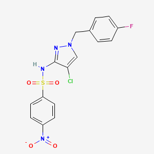 molecular formula C16H12ClFN4O4S B10942914 N-[4-chloro-1-(4-fluorobenzyl)-1H-pyrazol-3-yl]-4-nitrobenzenesulfonamide 