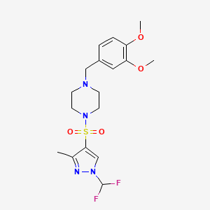 molecular formula C18H24F2N4O4S B10942954 1-{[1-(difluoromethyl)-3-methyl-1H-pyrazol-4-yl]sulfonyl}-4-(3,4-dimethoxybenzyl)piperazine 