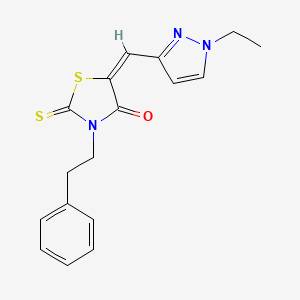 molecular formula C17H17N3OS2 B10943026 Thiazolidin-4-one, 5-(1-ethyl-1H-pyrazol-3-ylmethylene)-3-phenethyl-2-thioxo- 