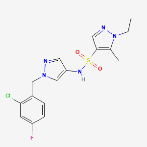 molecular formula C16H17ClFN5O2S B10943047 N-[1-(2-chloro-4-fluorobenzyl)-1H-pyrazol-4-yl]-1-ethyl-5-methyl-1H-pyrazole-4-sulfonamide 