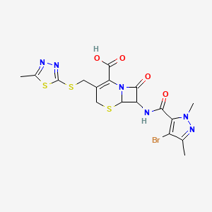 7-{[(4-bromo-1,3-dimethyl-1H-pyrazol-5-yl)carbonyl]amino}-3-{[(5-methyl-1,3,4-thiadiazol-2-yl)sulfanyl]methyl}-8-oxo-5-thia-1-azabicyclo[4.2.0]oct-2-ene-2-carboxylic acid