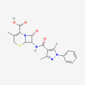 7-{[(3,5-dimethyl-1-phenyl-1H-pyrazol-4-yl)carbonyl]amino}-3-methyl-8-oxo-5-thia-1-azabicyclo[4.2.0]oct-2-ene-2-carboxylic acid