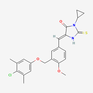 (5Z)-5-{3-[(4-chloro-3,5-dimethylphenoxy)methyl]-4-methoxybenzylidene}-3-cyclopropyl-2-sulfanyl-3,5-dihydro-4H-imidazol-4-one