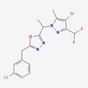 2-{1-[4-bromo-3-(difluoromethyl)-5-methyl-1H-pyrazol-1-yl]ethyl}-5-(3-chlorobenzyl)-1,3,4-oxadiazole