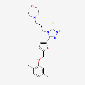 molecular formula C22H28N4O3S B10943132 5-{5-[(2,5-dimethylphenoxy)methyl]furan-2-yl}-4-[3-(morpholin-4-yl)propyl]-4H-1,2,4-triazole-3-thiol 