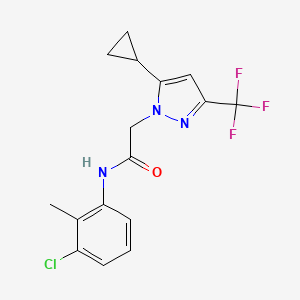 molecular formula C16H15ClF3N3O B10943138 N-(3-chloro-2-methylphenyl)-2-[5-cyclopropyl-3-(trifluoromethyl)-1H-pyrazol-1-yl]acetamide 