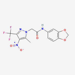 N-(1,3-benzodioxol-5-yl)-2-[5-methyl-4-nitro-3-(trifluoromethyl)-1H-pyrazol-1-yl]acetamide