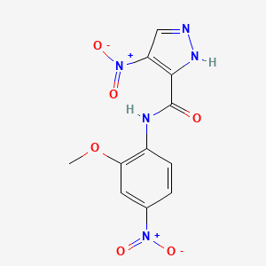 molecular formula C11H9N5O6 B10943167 N-(2-methoxy-4-nitrophenyl)-4-nitro-1H-pyrazole-3-carboxamide 