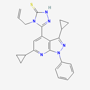 molecular formula C23H22N6S B10943190 5-(3,6-dicyclopropyl-1-phenyl-1H-pyrazolo[3,4-b]pyridin-4-yl)-4-(prop-2-en-1-yl)-4H-1,2,4-triazole-3-thiol 