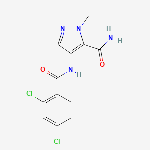 molecular formula C12H10Cl2N4O2 B10943211 4-{[(2,4-dichlorophenyl)carbonyl]amino}-1-methyl-1H-pyrazole-5-carboxamide 