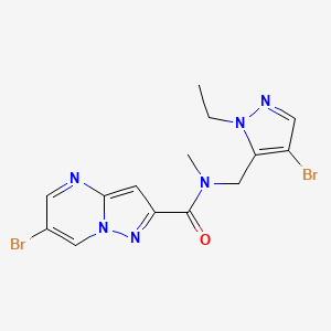 molecular formula C14H14Br2N6O B10943218 6-bromo-N-[(4-bromo-1-ethyl-1H-pyrazol-5-yl)methyl]-N-methylpyrazolo[1,5-a]pyrimidine-2-carboxamide 